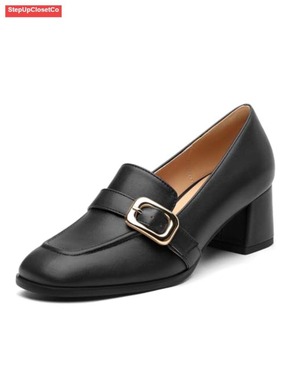 Women's Comfortable Chunky Heel Loafers Stylish Square Toe All-Weather Dress